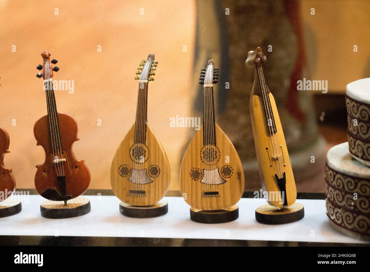 Set of models of musical instruments made of wood Stock Photo Alamy