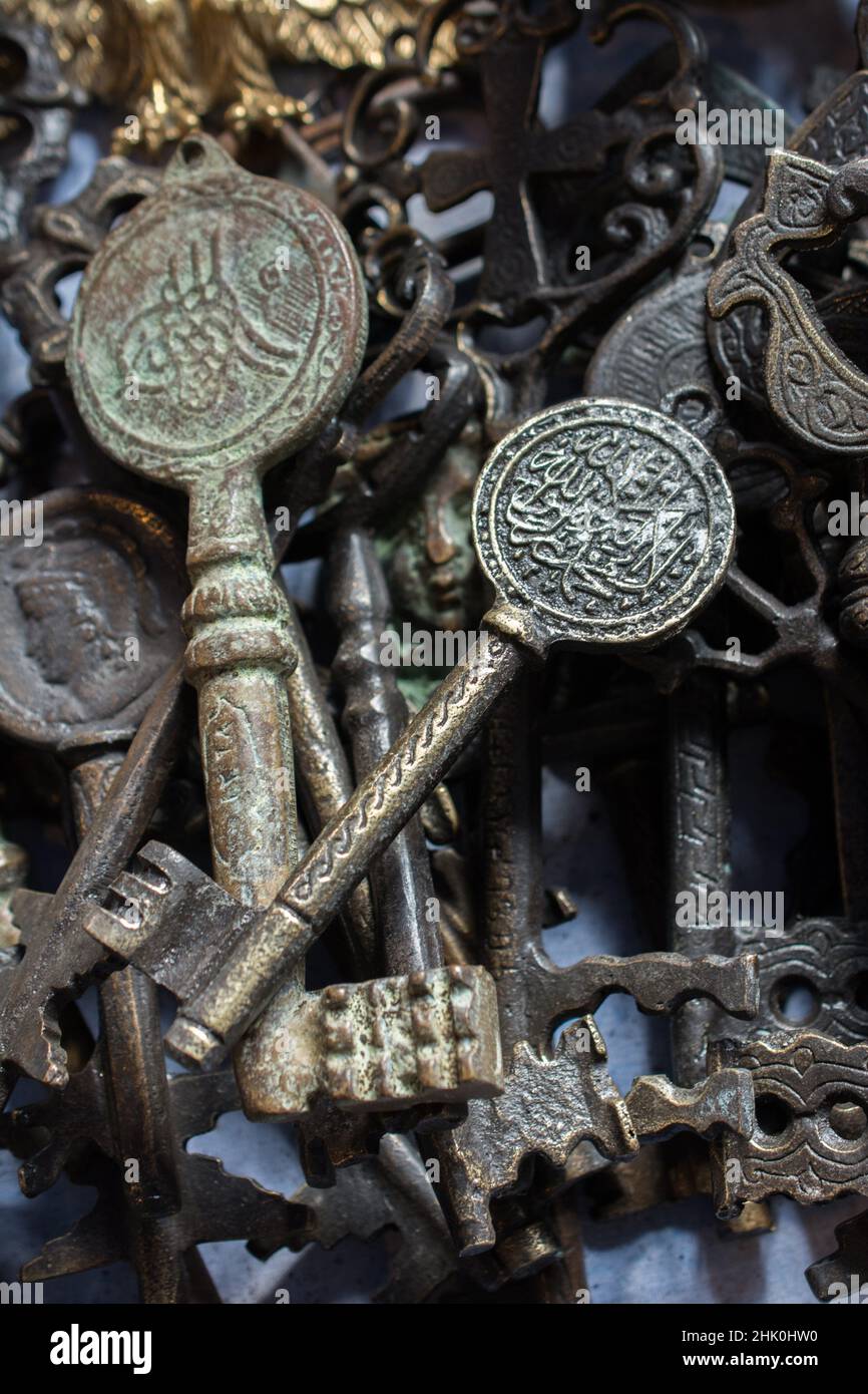 Retro styled color decorativel key made of metal Stock Photo Alamy