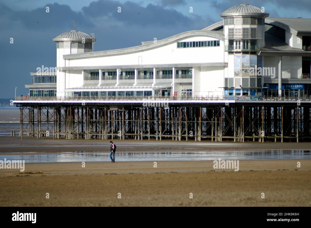 An image of the grand Pier at Weston-s-Mare, UK. The pier has been renovated in recent years and has a new modern design by architects Angus Meek Stock Photo