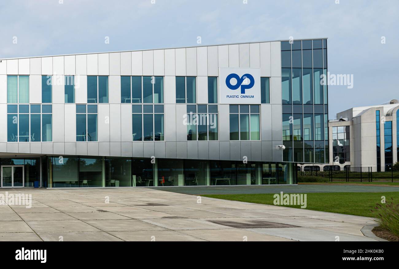 Evere, Brussels Capital Region, Belgium - 20 09 2021: The plastic omnium company industry headquarters. Stock Photo