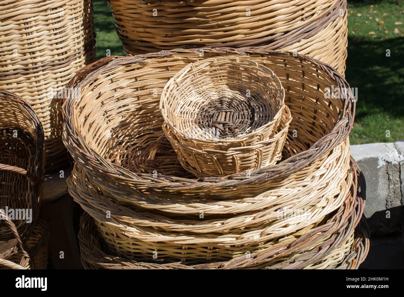 Wicker Baskets Fresh Eggs Sale Market Organic Products Stock Photo by  ©ChiccoDodiFC 366805466