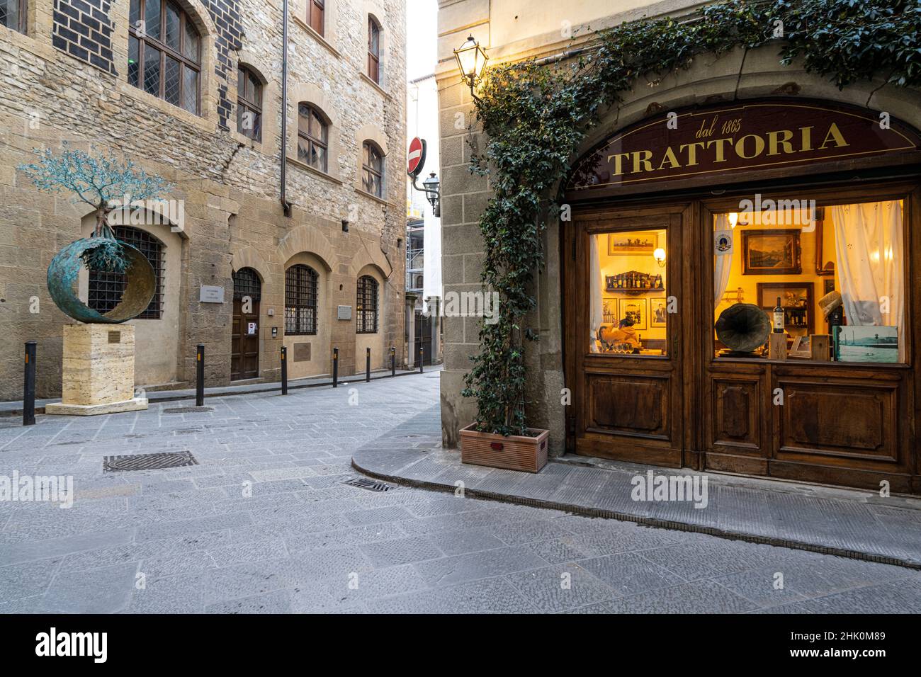 Florence, Italy. January 2022. a typical trattoria in the streets of the historic city center Stock Photo