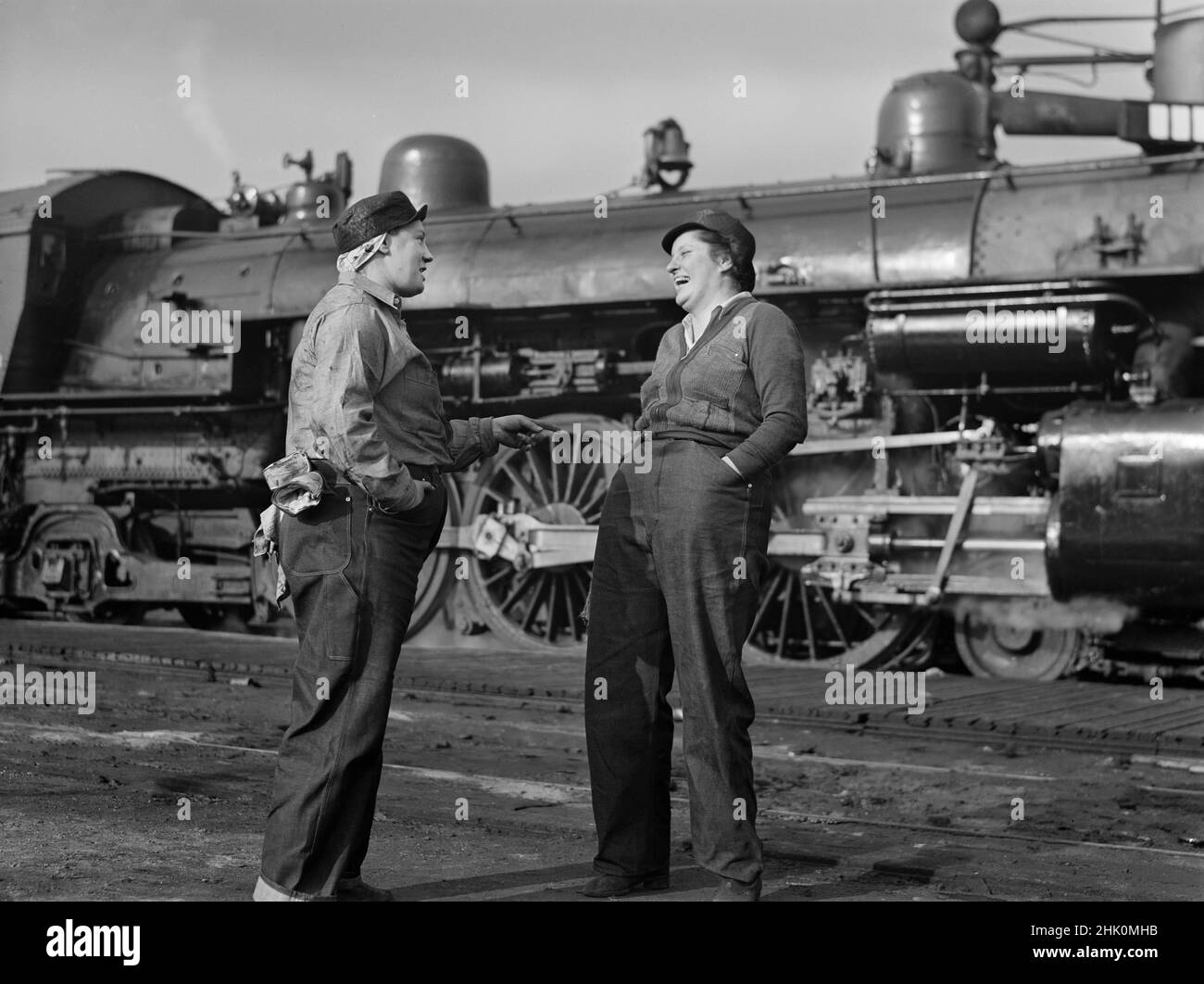 Two Female Railroad Workers enjoying a break from their jobs, Southern