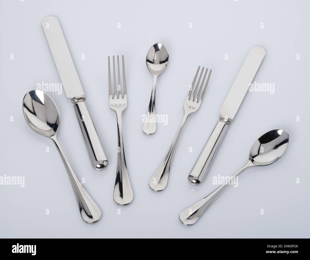 Silver cutlery set. Spoons, knives and forks as a set. Sheffield made