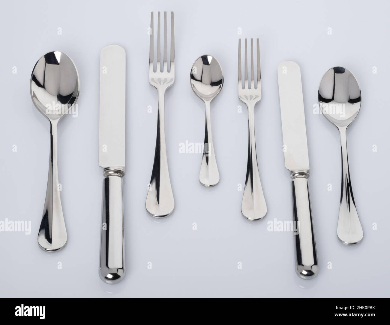 Silver cutlery set. Spoons, knives and forks as a set. Sheffield made