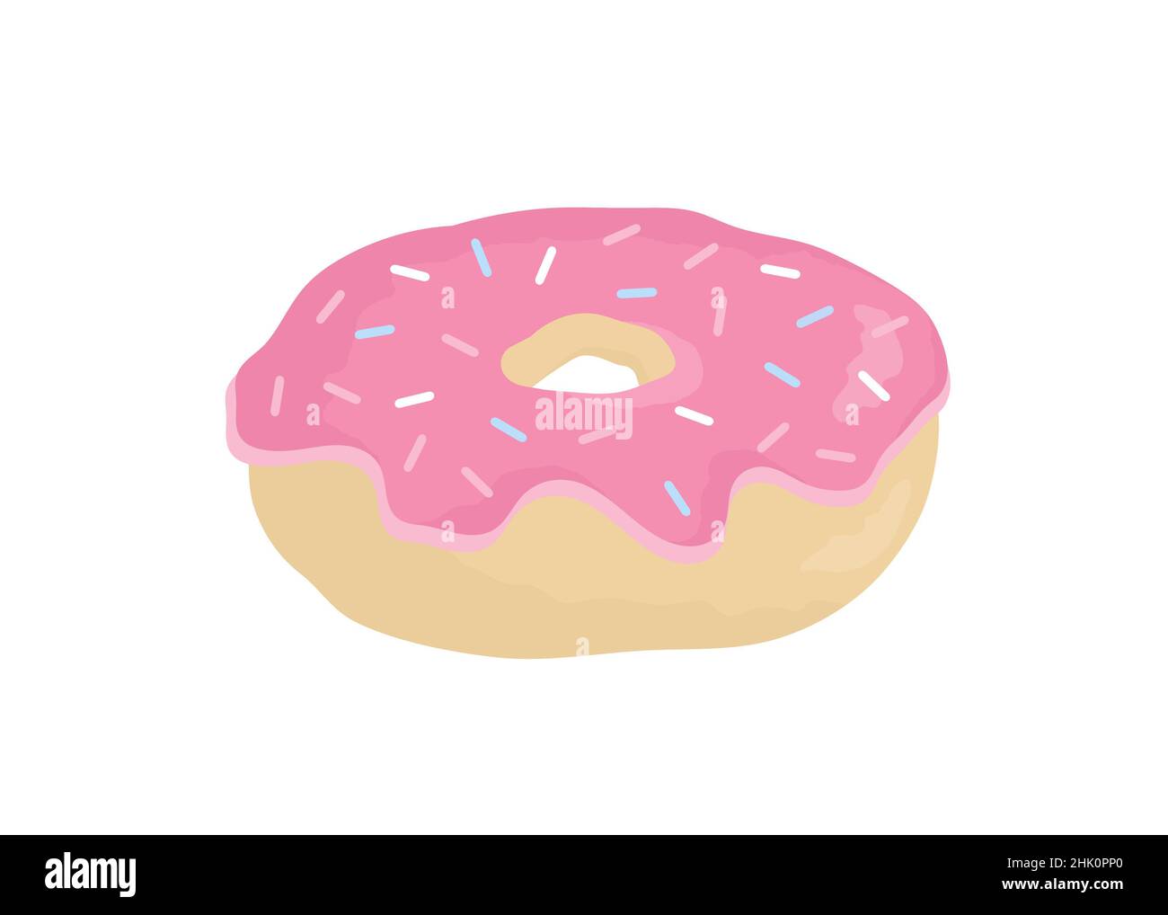 digital illustration of a pink donut  isolated on white background Stock Photo