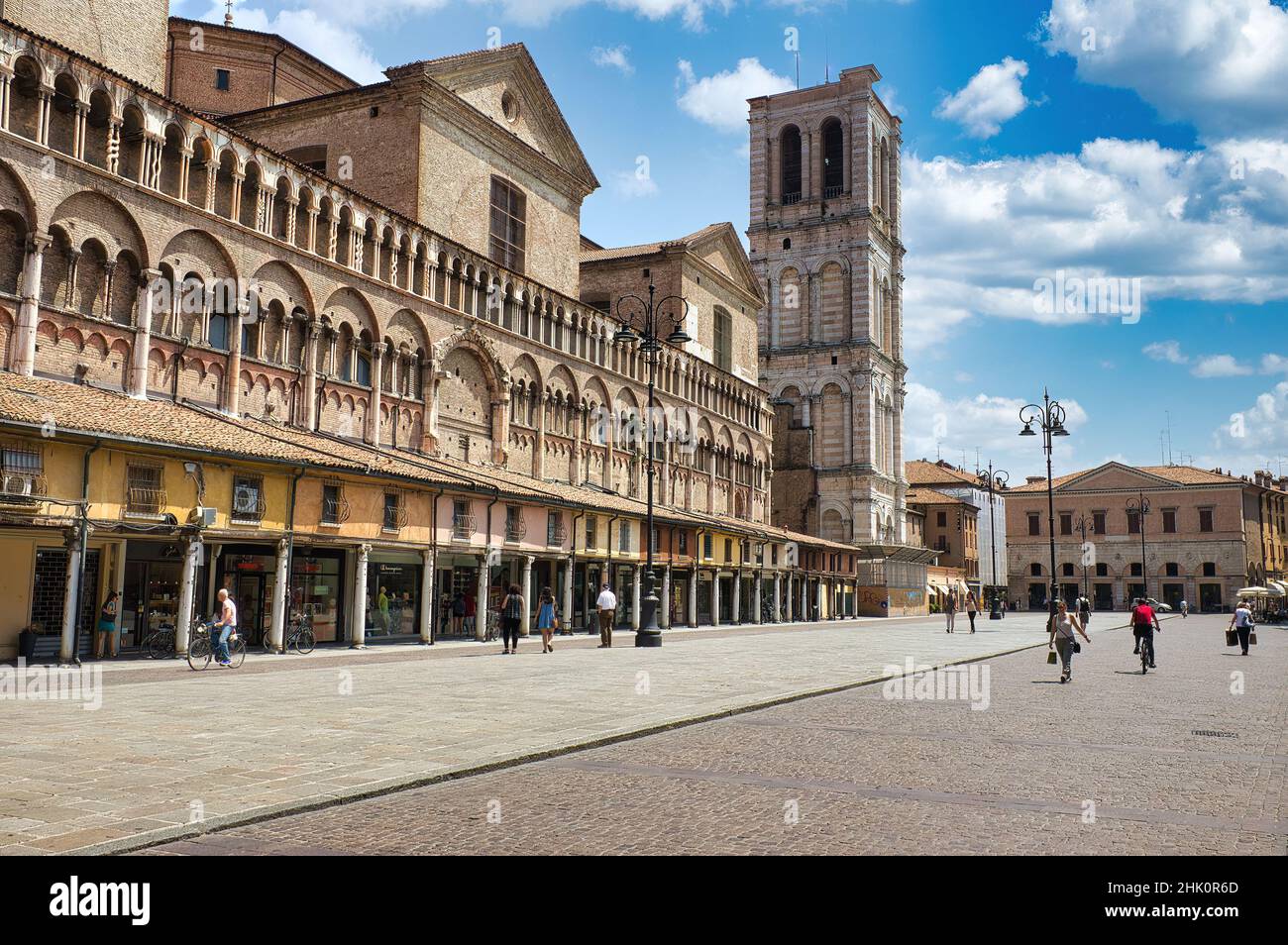 The beautiful Piazza Trento e Trieste in Ferrara, Unesco Heritage city