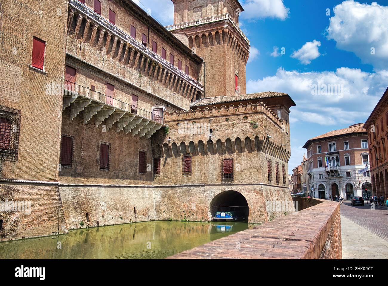 Perspective view of the famous Estense Castle in Ferrara (UNESCO) Stock Photo