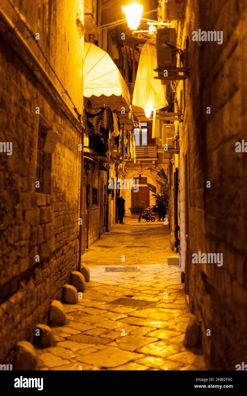 Historic city center of Bari Italy at night - BARI, ITALY - OCTOBER 31 ...