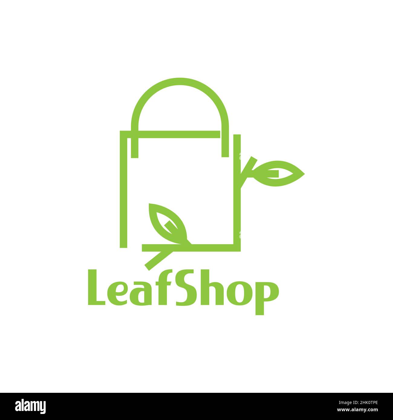 shopping bag with leaf green logo design, vector graphic symbol icon