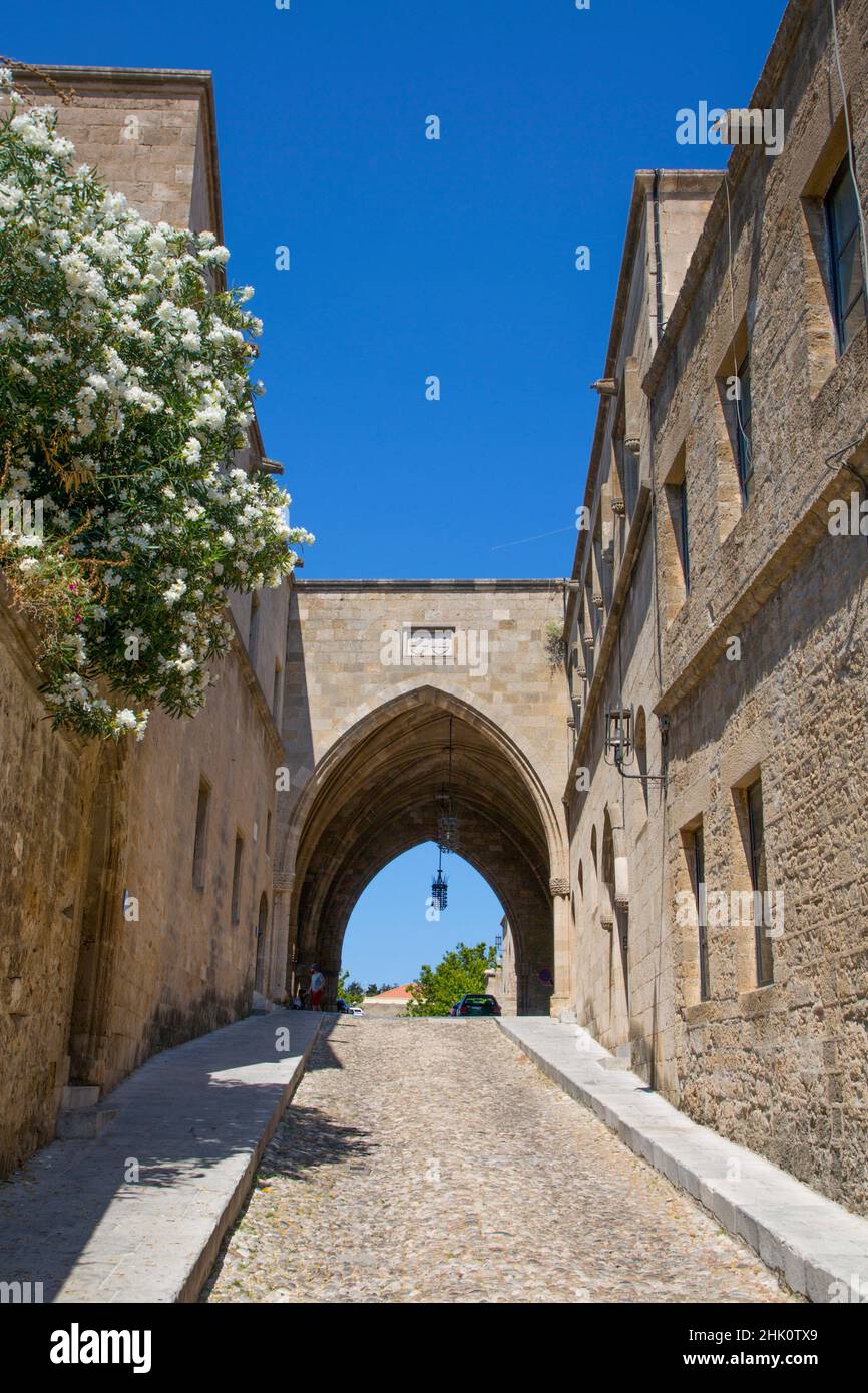 Street of the Knights, Rhodes Old Town, Rhodes, Dodecanese Island Group, Greece Stock Photo