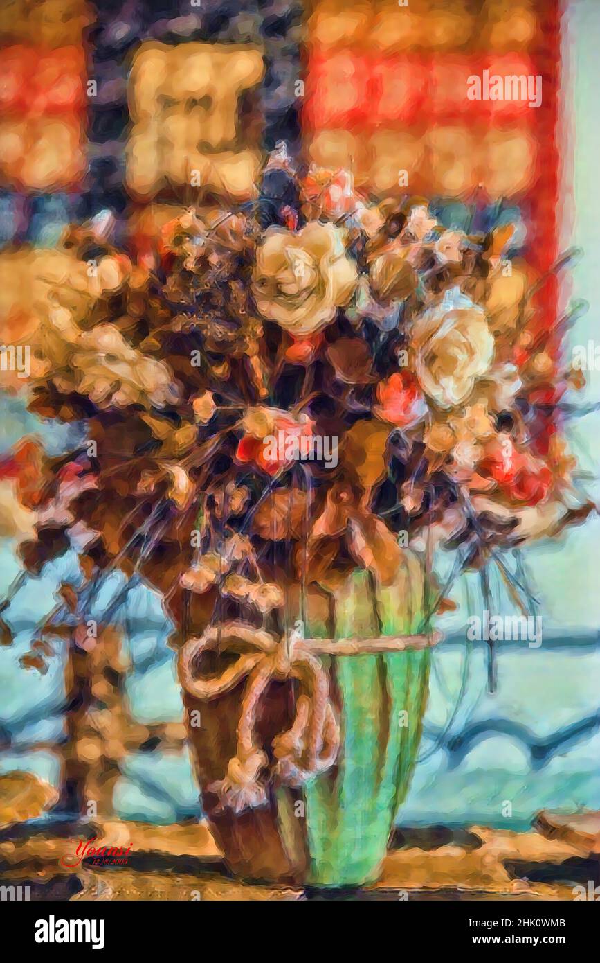Oil painting abstract flower in hi-res stock photography and images - Alamy