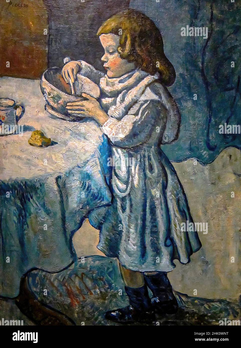 Pablo Ruiz Picasso, Le Gourmet, is an oil painting on canvas 1901 - by Artist Pablo Picasso (1881 –1973). National Gallery of Art, Washington DC, Stock Photo