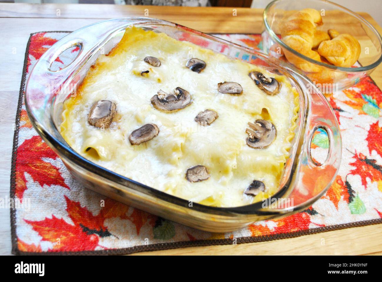 Fresh Baked Vegetable Lasagna in a Glass Pan Stock Photo Alamy
