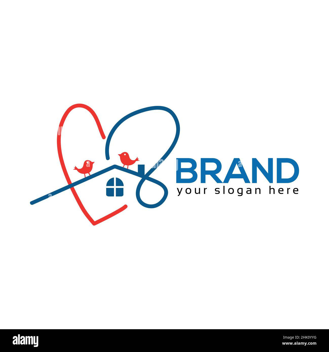 Love House Logo Vector. Flat design Stock Vector