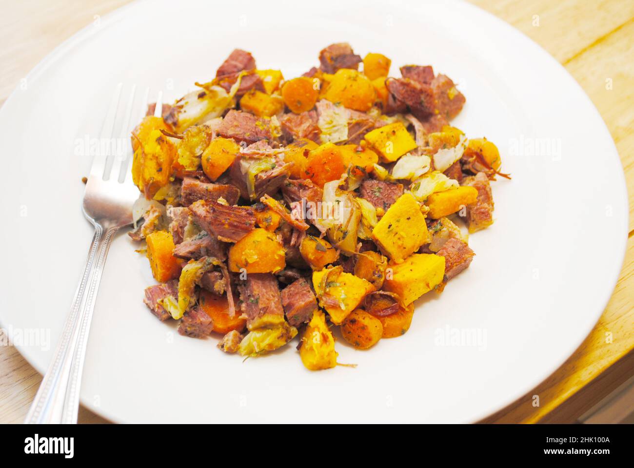 Corned Beef Hash with a Side Dish of Scrambled Eggs Stock Photo Alamy