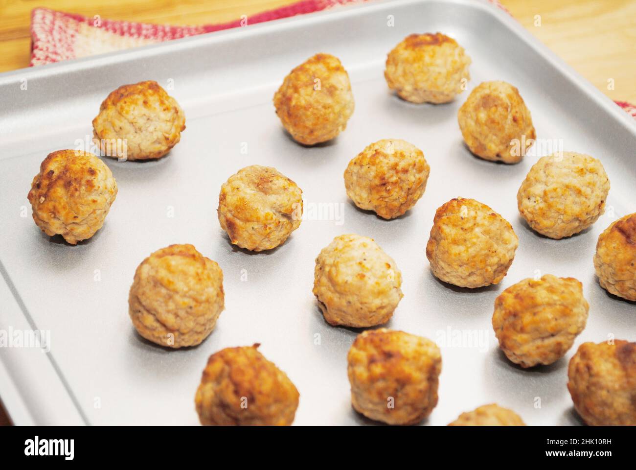 Baked Meatballs on a Baking Sheet Stock Photo Alamy