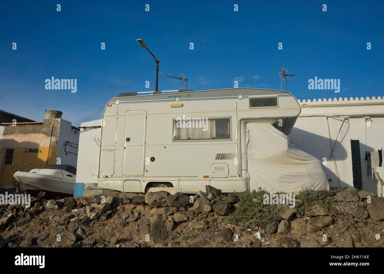 Tourist caravan parked in Sardina,Gran Canaria,Spain,Europe Stock Photo