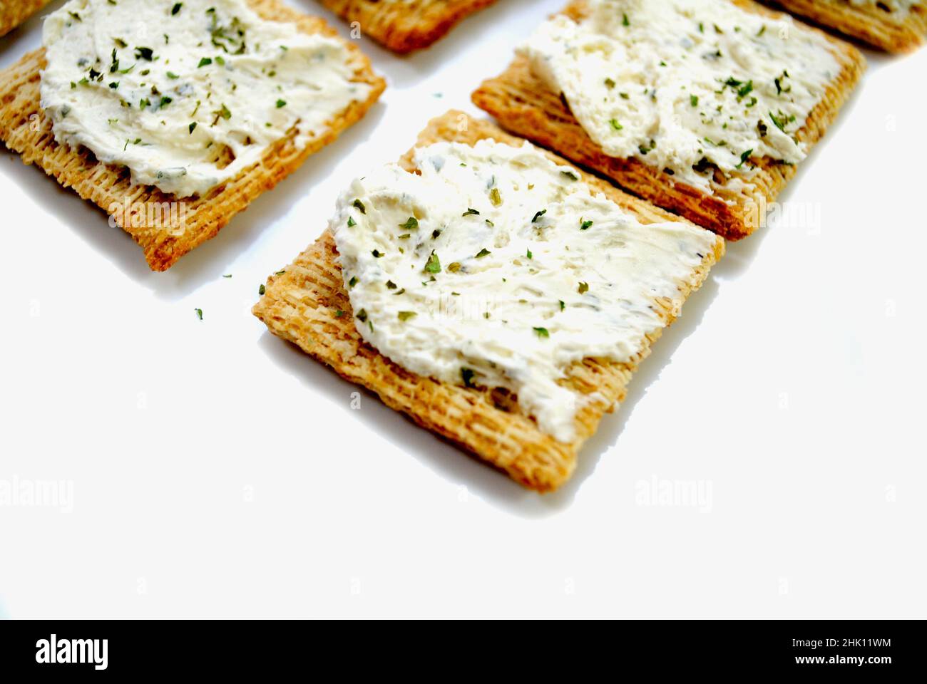 Shredded Wheat Crackers with Creamy Cheese, Garlic and Herbs Stock