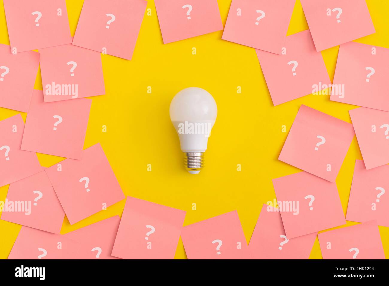Light bulb on yellow background. Inspiration and creative idea concept ...