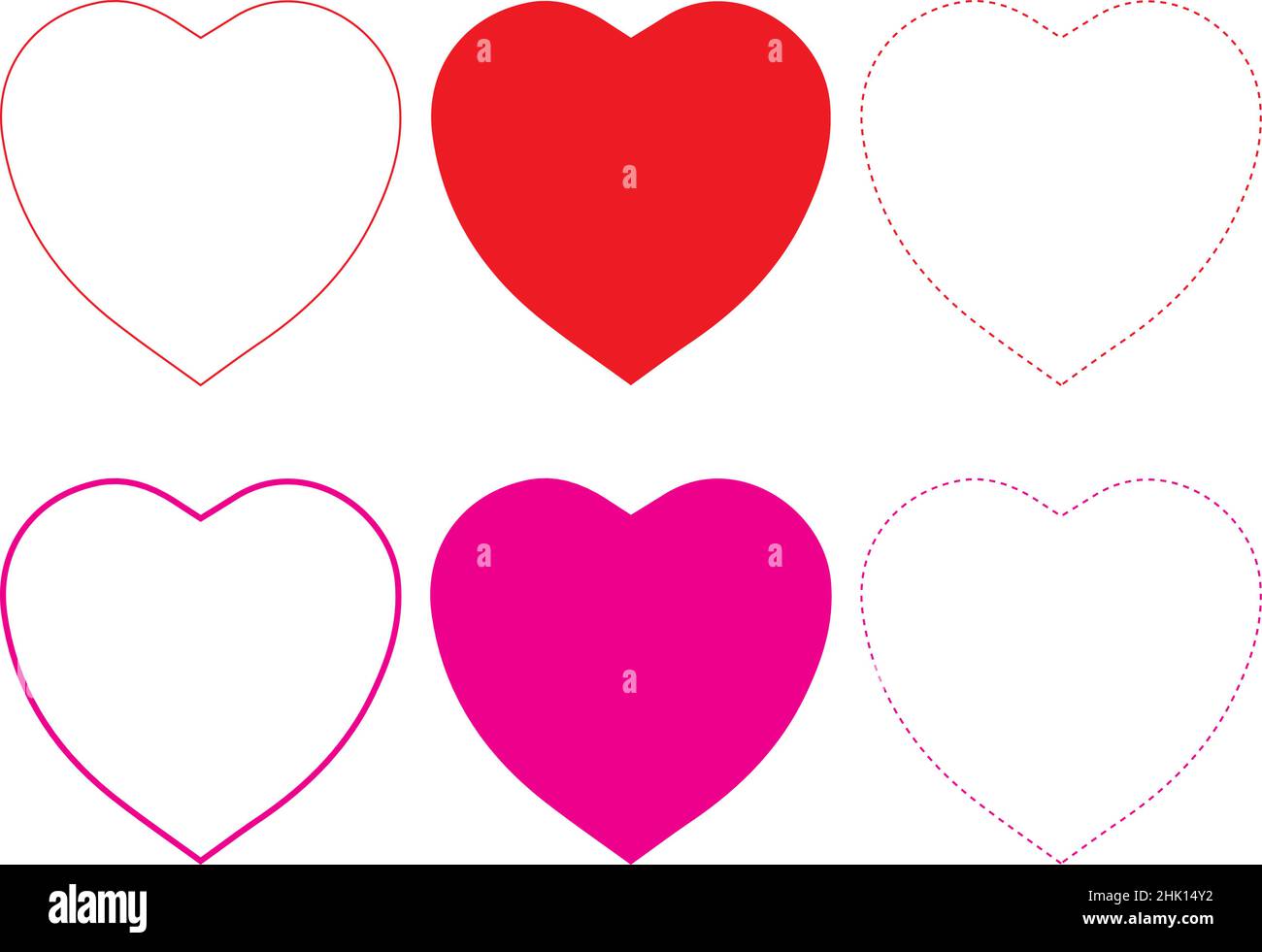 Heart vector icons set, love symbol flat style graphics. Simple heart ...