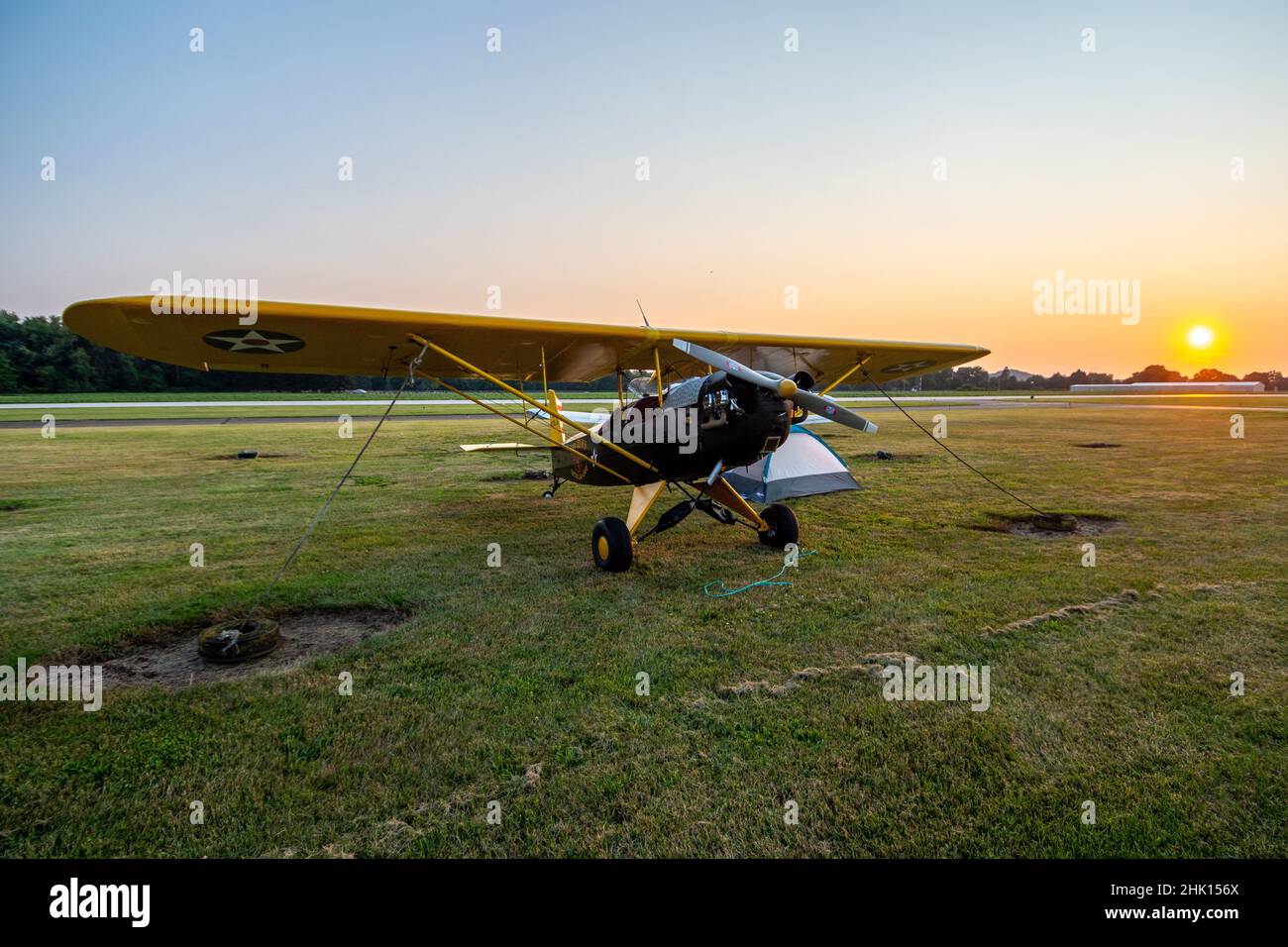 Air journey to Brodhead and Oshkosh Airventure in Pietenpol Air Camper Stock Photo