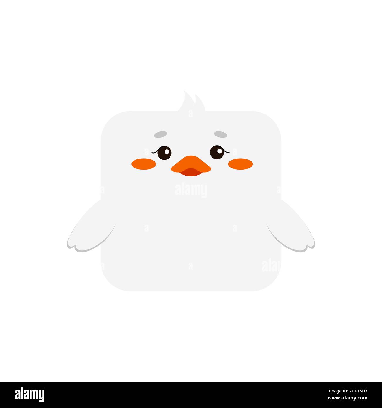 Square farm goose animal face icon isolated on white background. Stock Vector