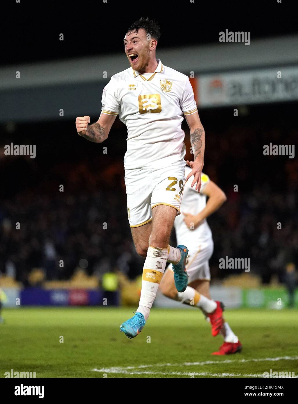Port Vale's Ryan Edmondson celebrates scoring their side's first goal of the game during the Sky Bet League Two match at Vale Park, Stock-on-Trent. Picture date: Tuesday February 1, 2022. Stock Photo