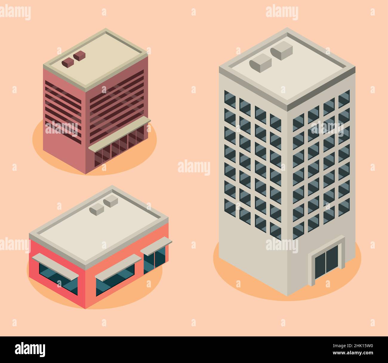 isometric buildings icons Stock Vector Image & Art - Alamy