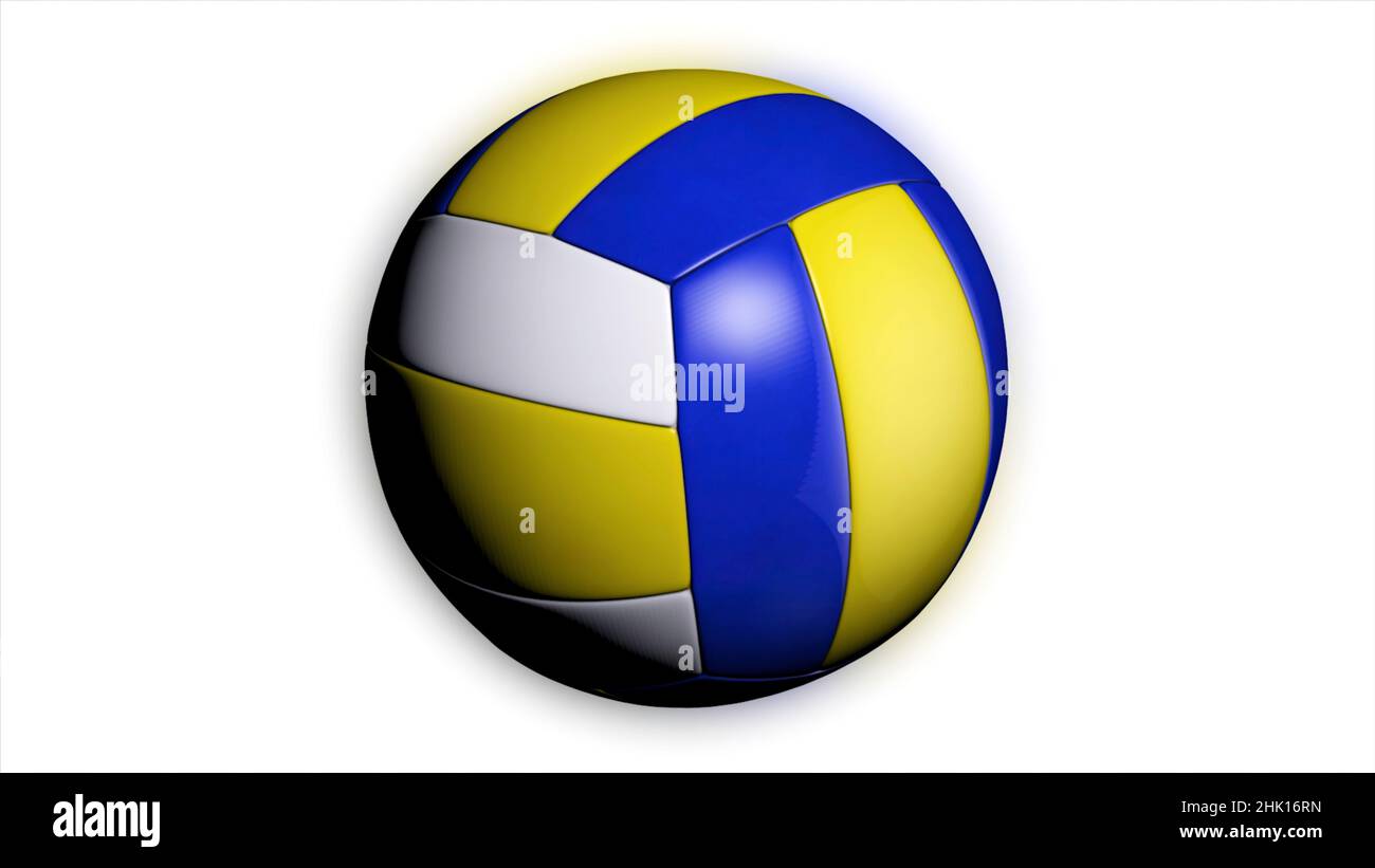 A loop animation of a volleyball ball spinning a white background
