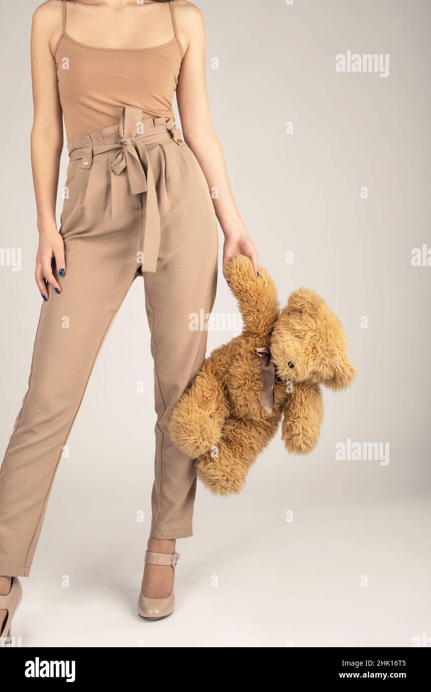 Woman and child, fashion concept. Slim 