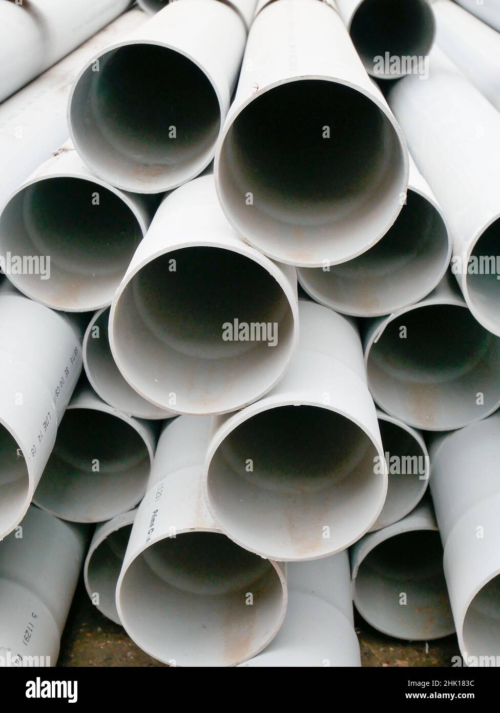 Stack of PVC pipes Stock Photo