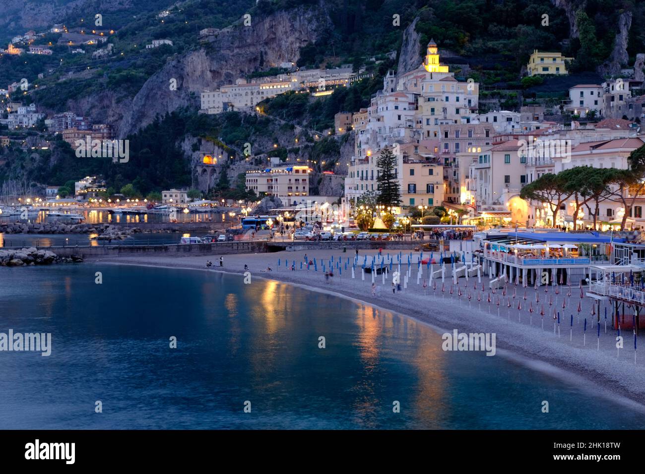 Travel in Italy ,view of beautiful Amalfi town, in the Costiera Amalfitana, Sorrento gulf. Campanira, Italy. Stock Photo