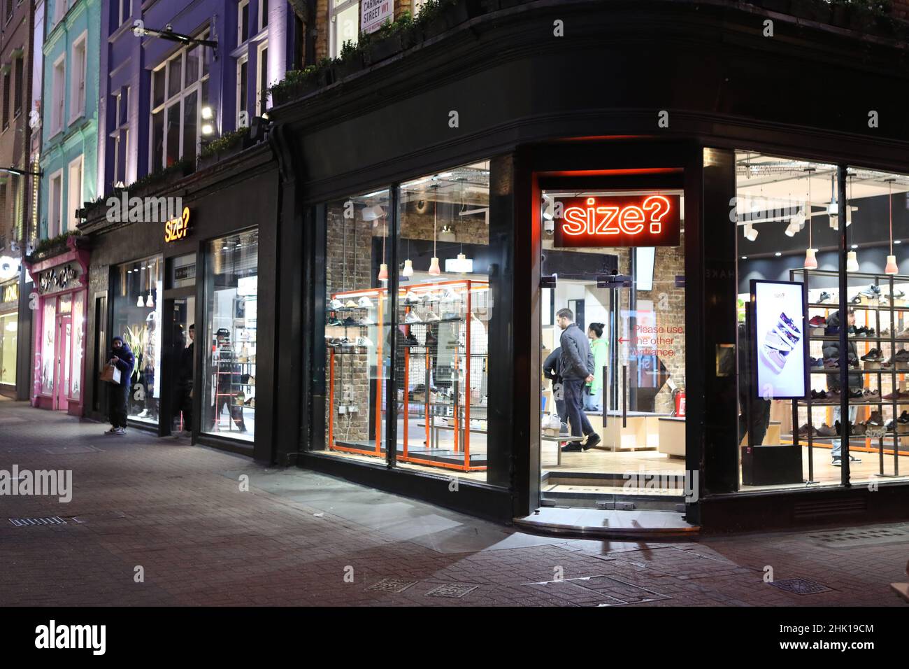 A General view (GV) Size? store at Carnaby, West End London. Stock Photo