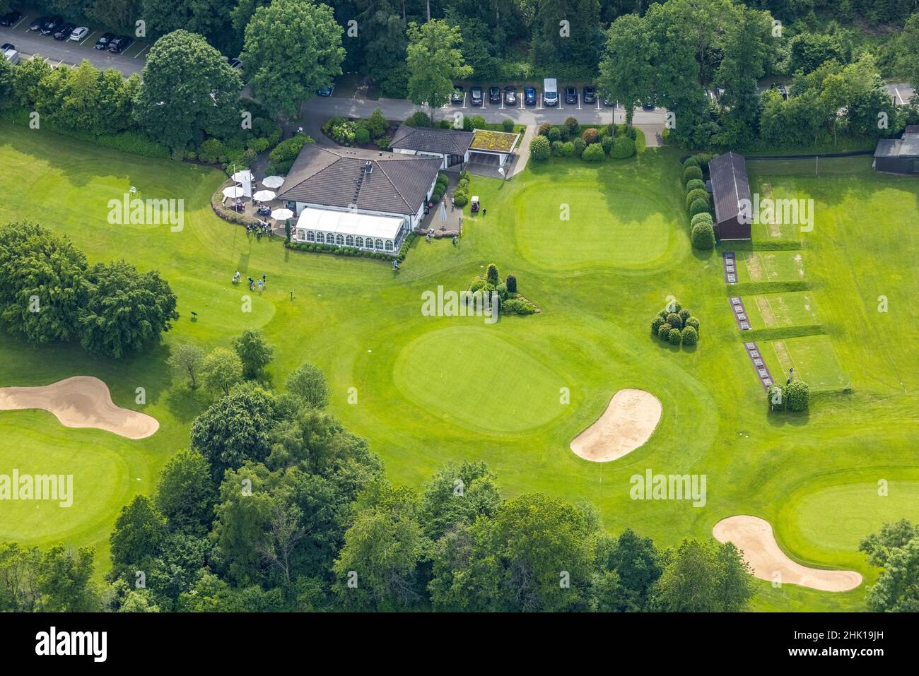 Aerial view, Golfclub Siegen-Olpe, Clubhouse, Dörnscheid, Wenden, Sauerland, North Rhine-Westphalia, Germany, DE, Europe, GCSO, golf, golf course, gol Stock Photo