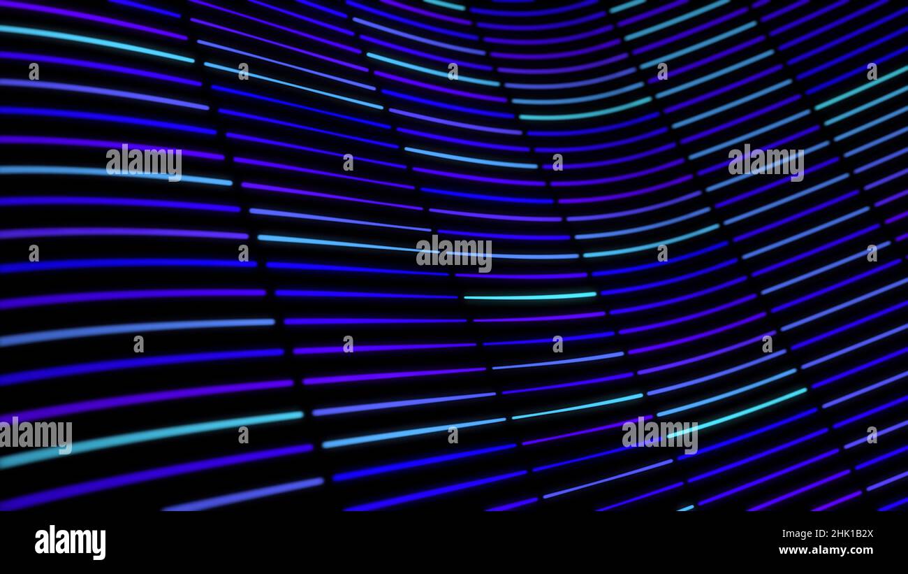 3D abstract curved background with moving neon lines. Animation. Looped ...