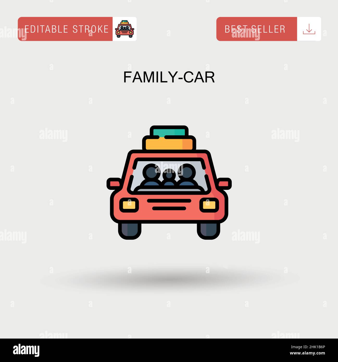 Family-car Simple vector icon. Stock Vector
