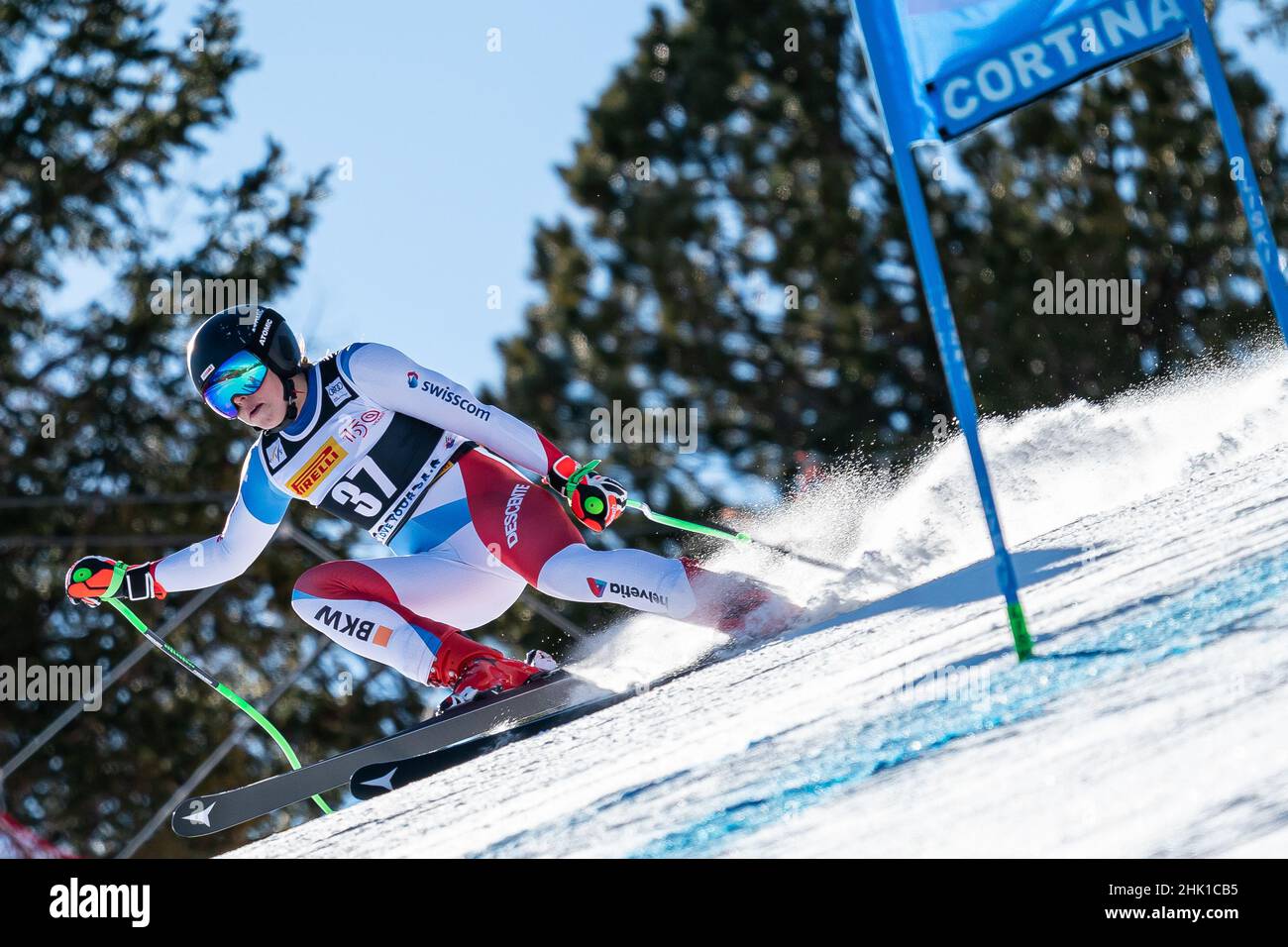 Cortina d'Ampezzo, Italy. 23 January 2022. JENAL Stephanie(SUI) competing in the Fis Alpine Ski World Cup Women's Super-G on the Olympia delle Tofane. Stock Photo
