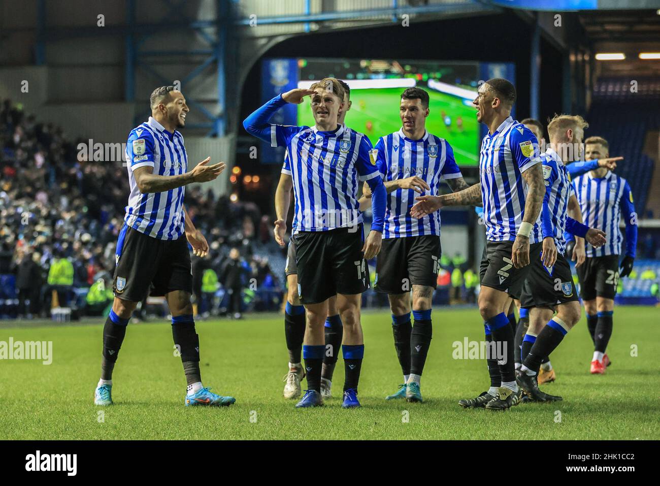 George Byers #14 of Sheffield Wednesday celebrates his goal to make it ...