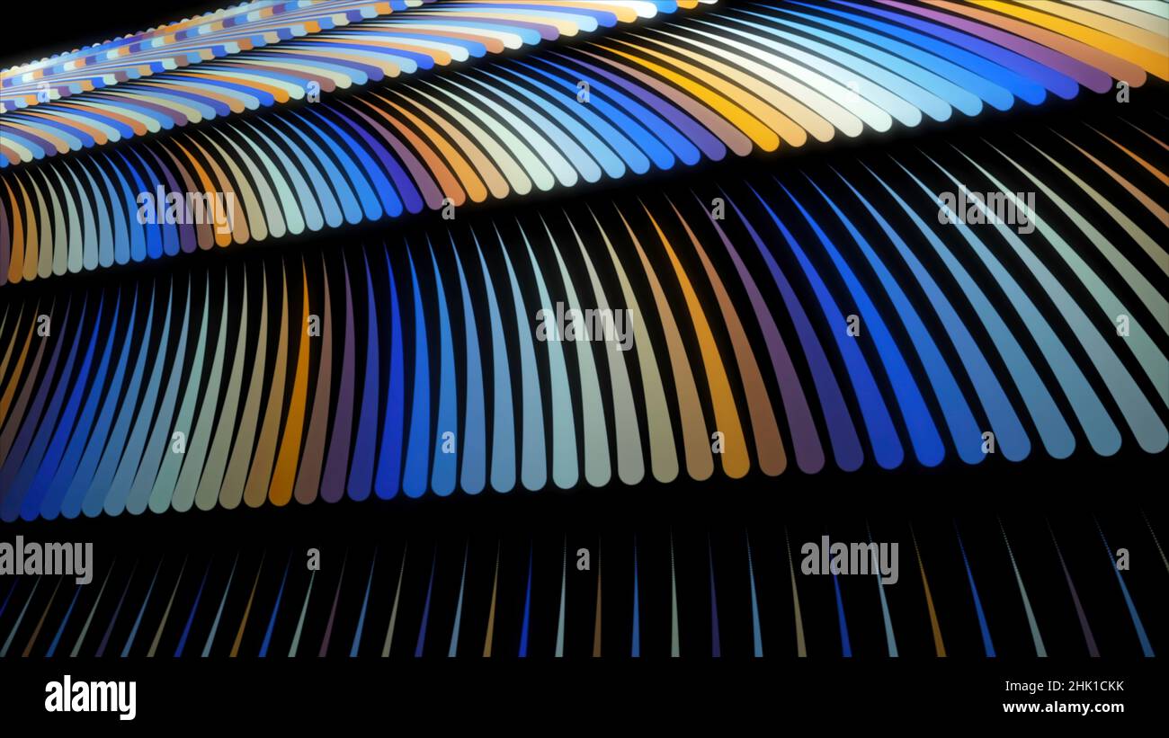 Abstract background of multicolored lines rapidly moving in rows on the ...