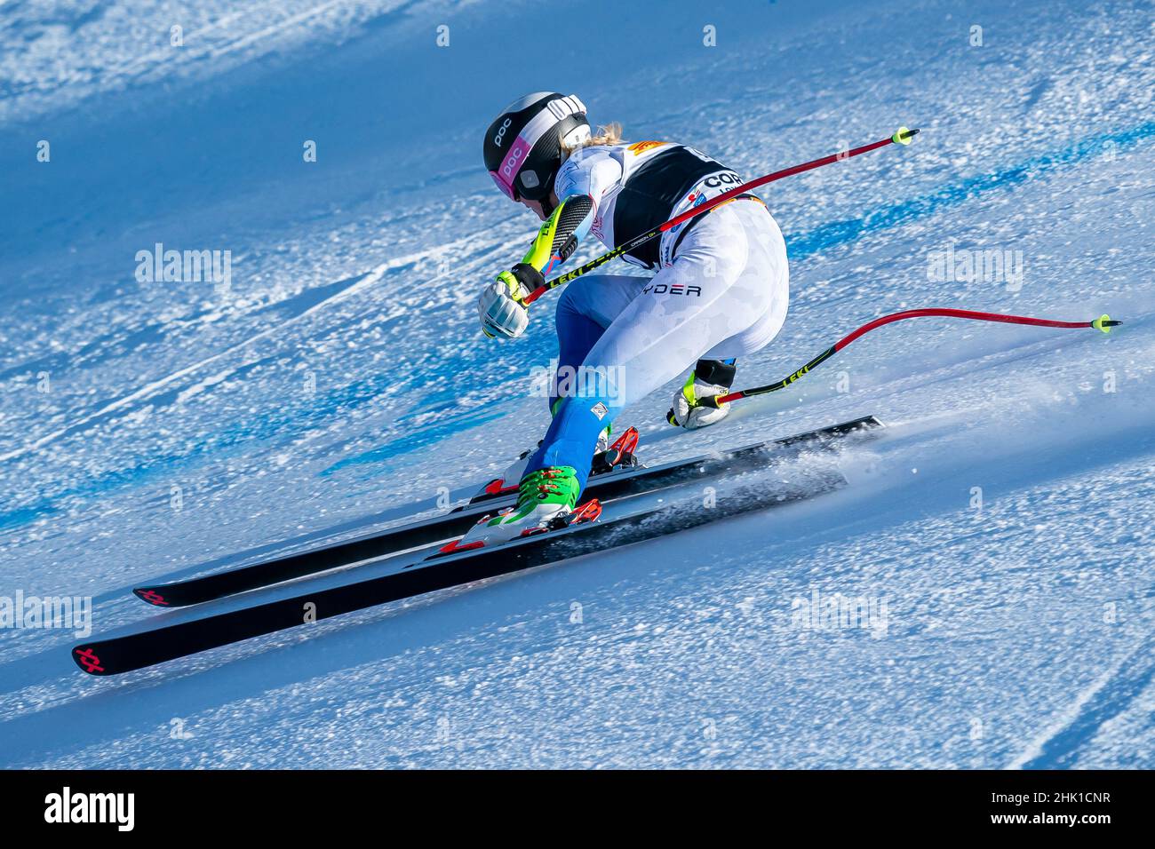 Cortina d'Ampezzo, Italy. 23 January 2022. LEBEL Maureen (USA) competing in the Fis Alpine Ski World Cup Women's Super-G on the Olympia delle Tofane. Stock Photo