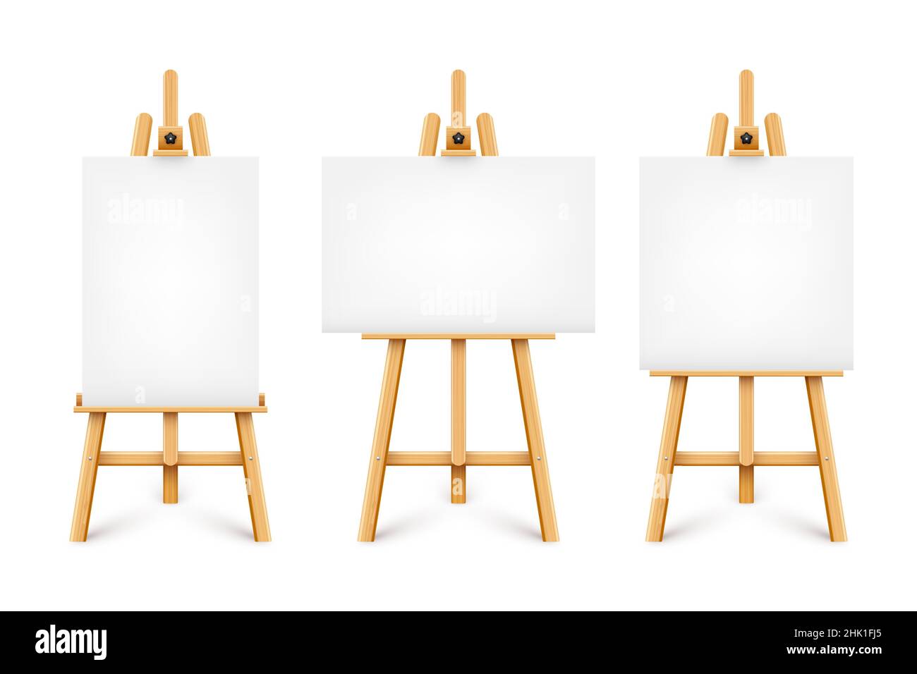 Realistic paint desk with blank white canvas. Wooden easel and a sheet of drawing  paper. Presentation board on a tripod. Artwork mockup, template Stock  Vector Image & Art - Alamy