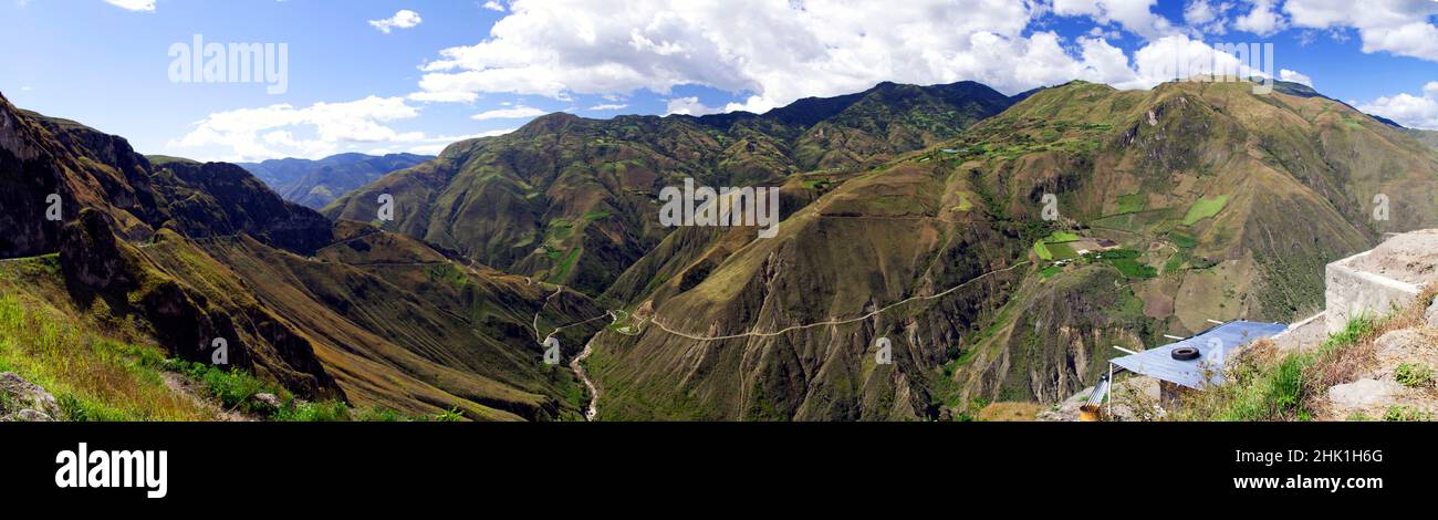 Panorama of mountains and valley towns in the jungle of Colombia Stock ...