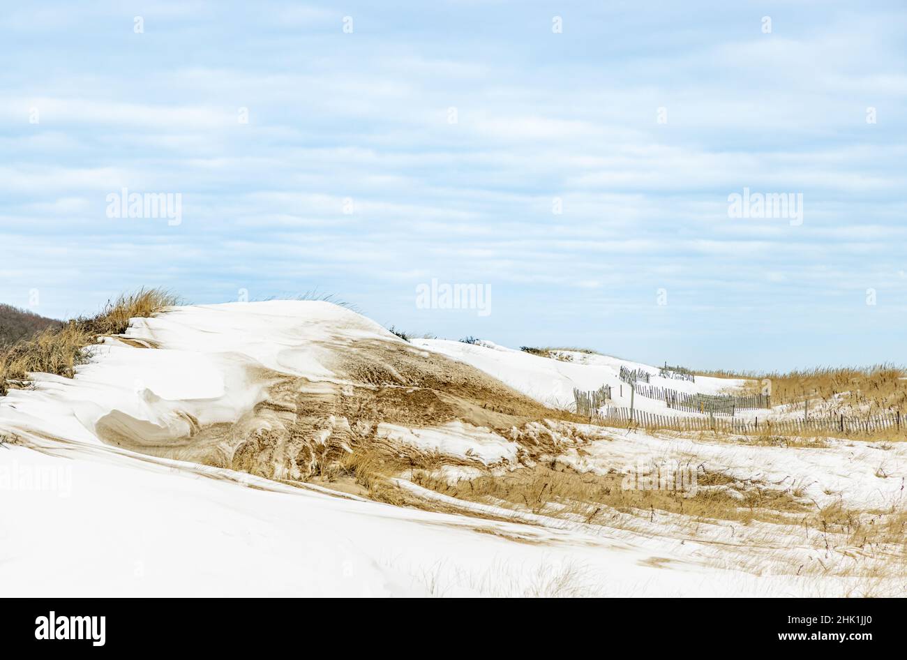 Winter landscape at Egypt Beach, East Hampton Stock Photo