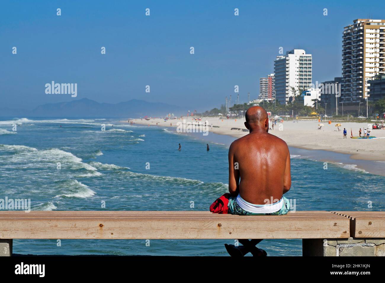 Man enjoying the landscape, Barra da Tijuca, Rio Stock Photo - Alamy
