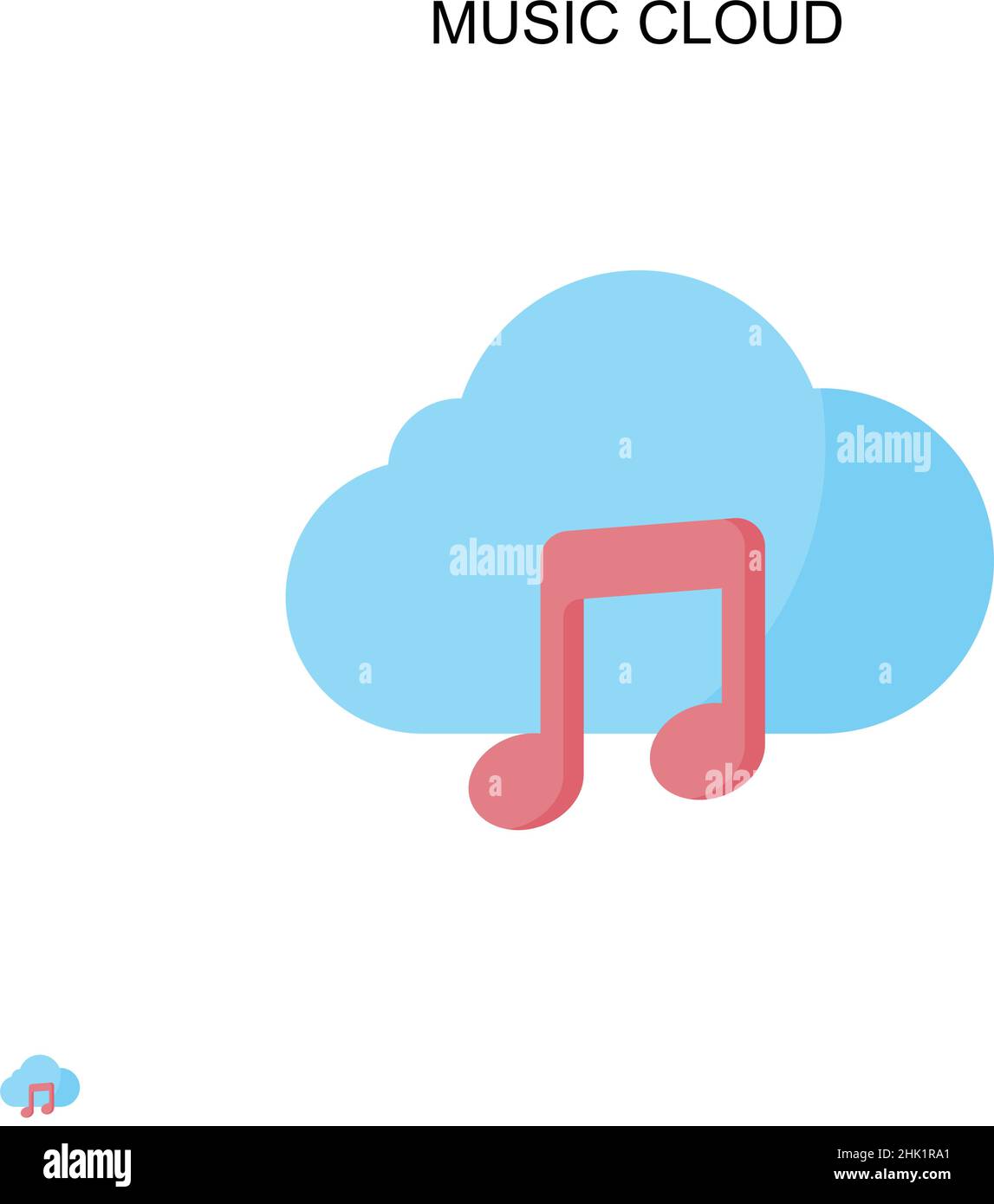 Music cloud Simple vector icon. Illustration symbol design template for web mobile UI element. Stock Vector