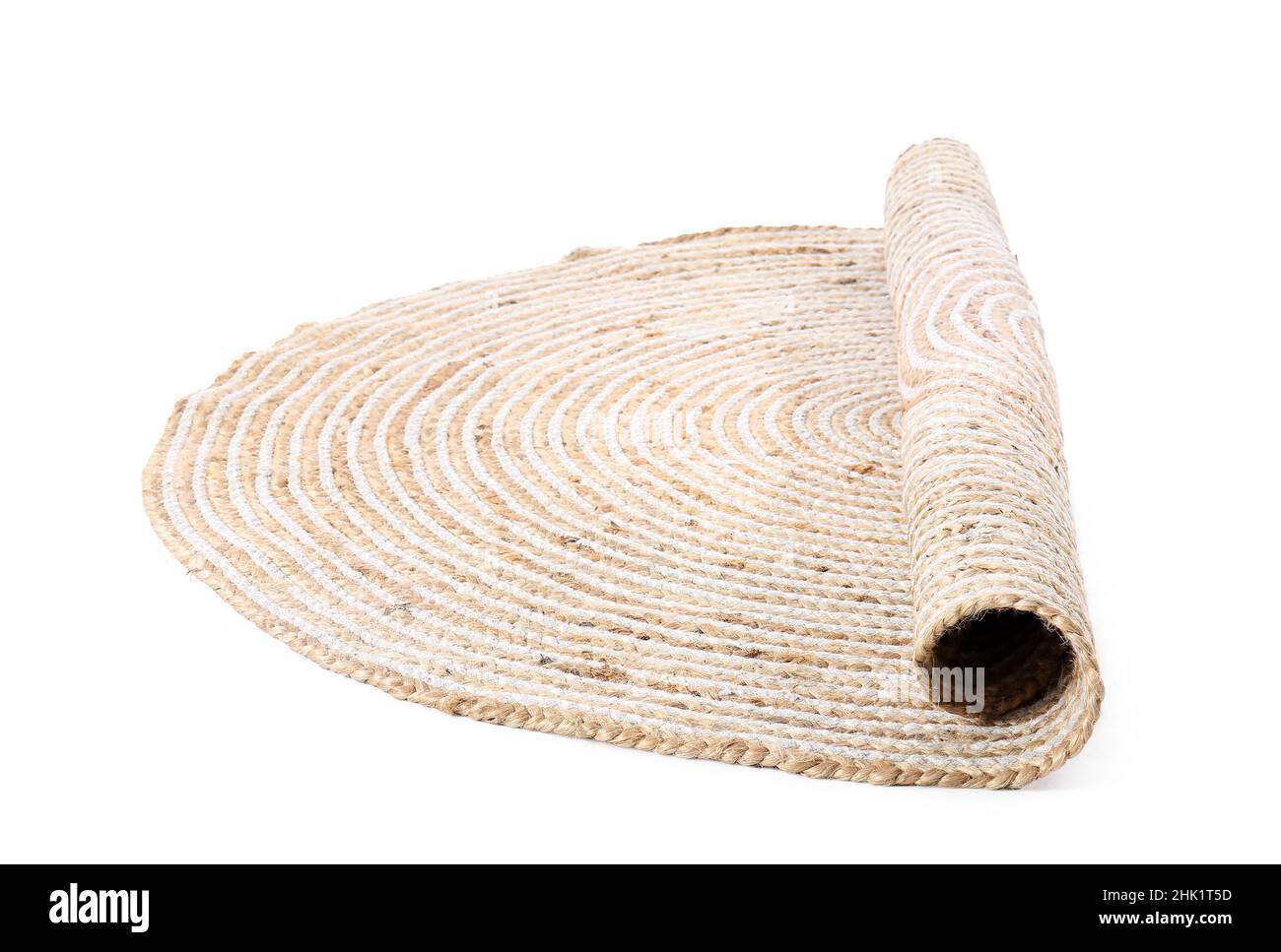 Trendy wicker carpet on white background Stock Photo - Alamy