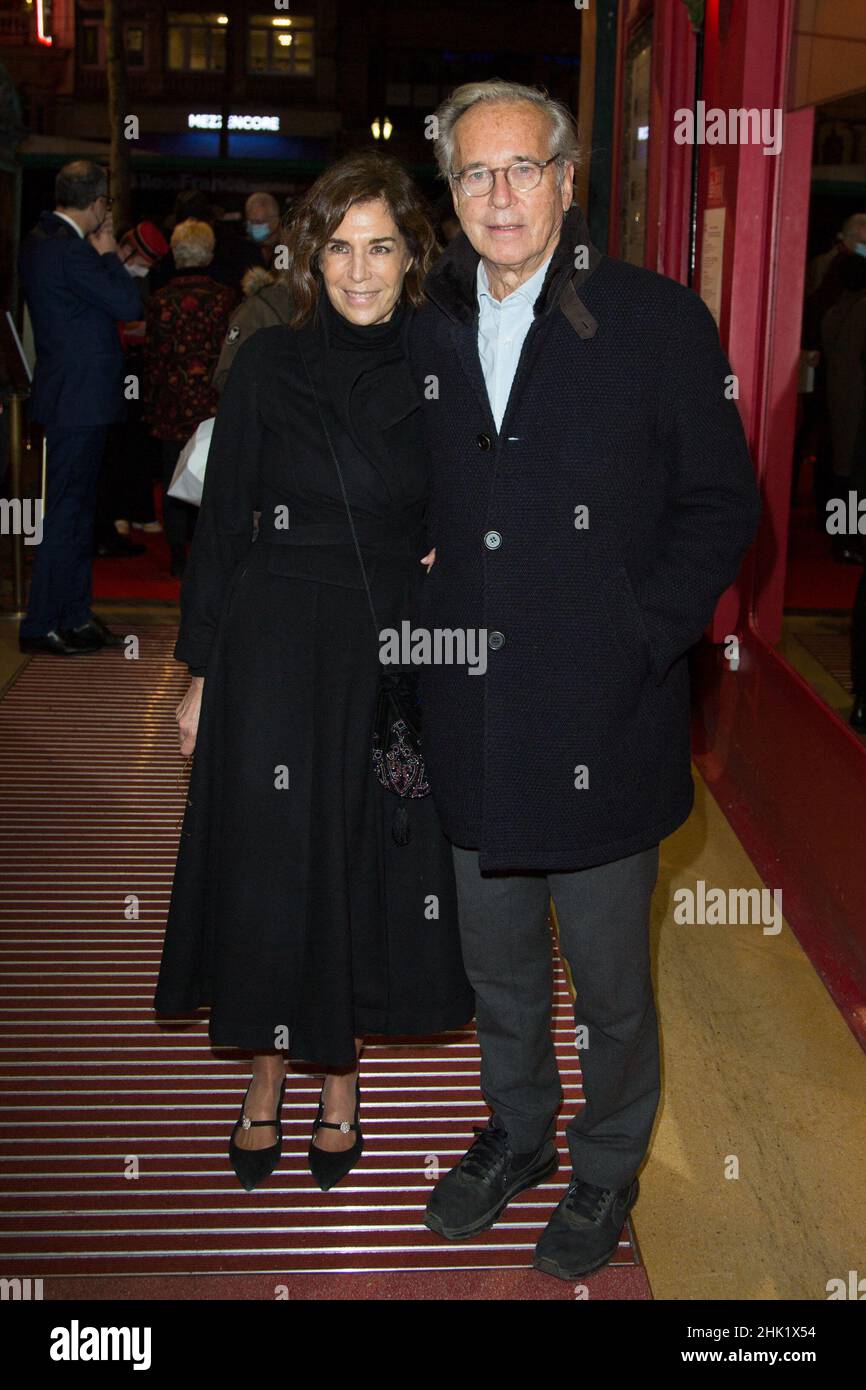 Paris, France. February 01, 2022, Christine and Olivier Orban attends The Writer Dany Laferriere, From The French Academy Unveils His Wax Figure at the Musee Grevin on February 01, 2022 in Paris, France. Photo by Nasser Berzane/ABACAPRESS.COM Stock Photo