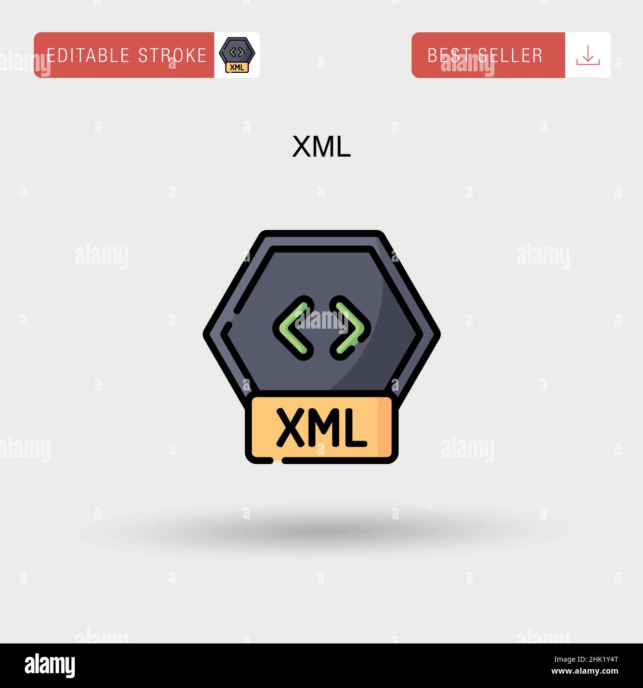 Xml Simple vector icon. Stock Vector