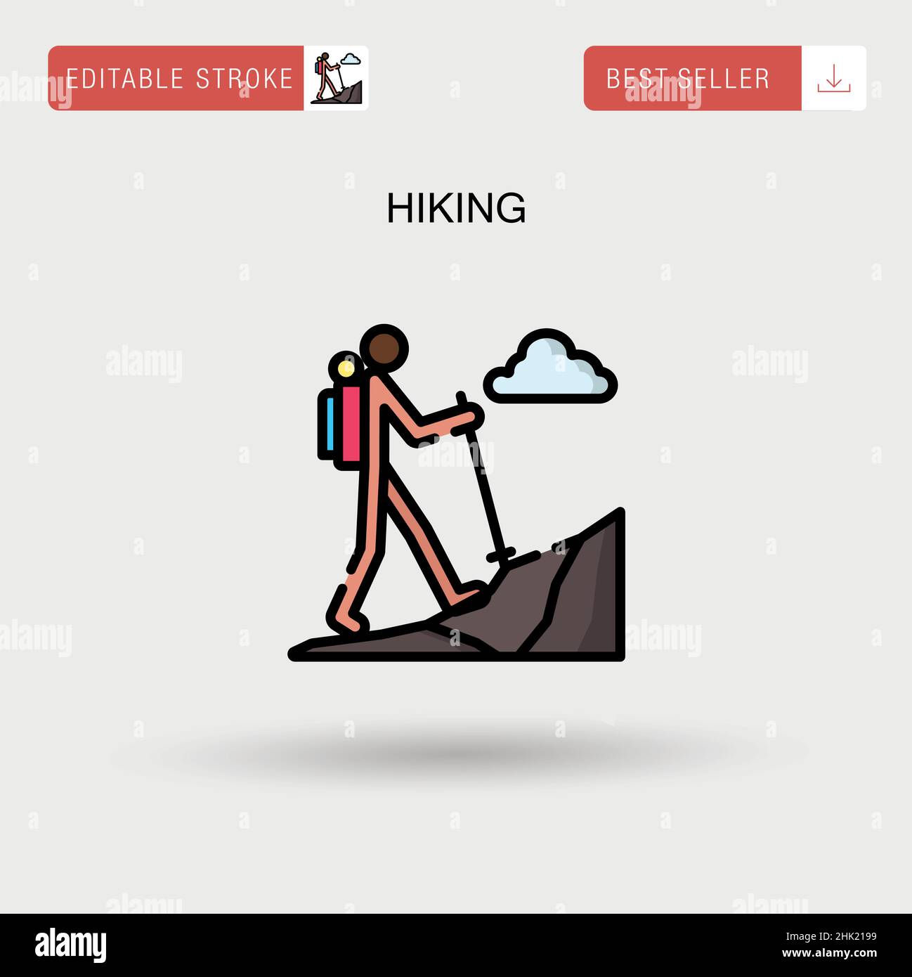 Hiking Simple vector icon. Stock Vector